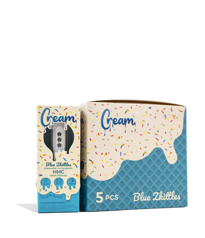 Blue Zkittles Cream 2.2g HHC Disposable 10pk on white studio background