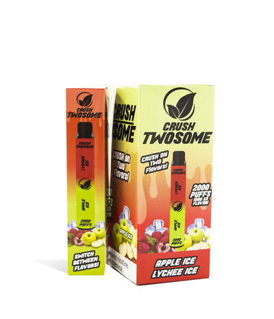 Apple Ice/Lychee Ice Crush Twosome Dual Flavored Disposable 10pk on white studio background