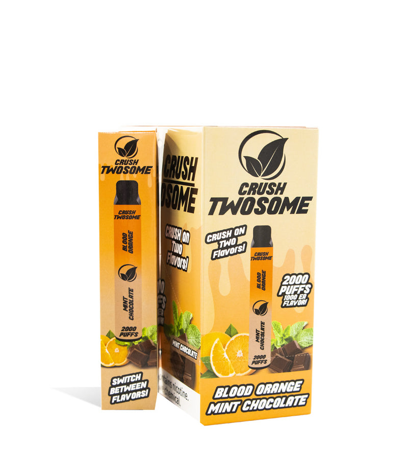 Blood Orange/Mint Chocolate Crush Twosome Dual Flavored Disposable 10pk on white studio background
