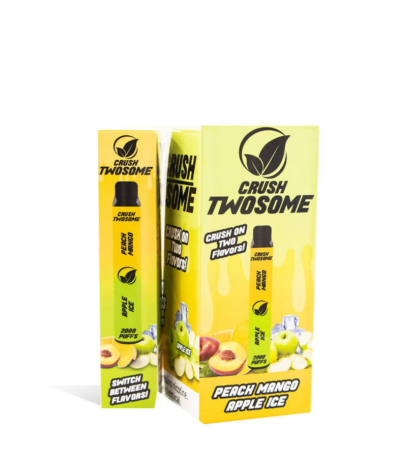 Peach Mango/Apple Ice Crush Twosome Dual Flavored Disposable 10pk on white studio background