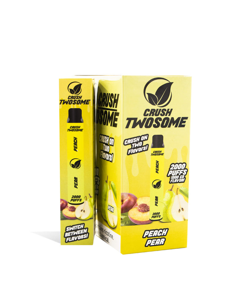 Peach/Pear Crush Twosome Dual Flavored Disposable 10pk on white studio background