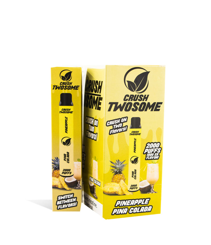 Pineapple/Pina Colada Crush Twosome Dual Flavored Disposable 10pk on white studio background