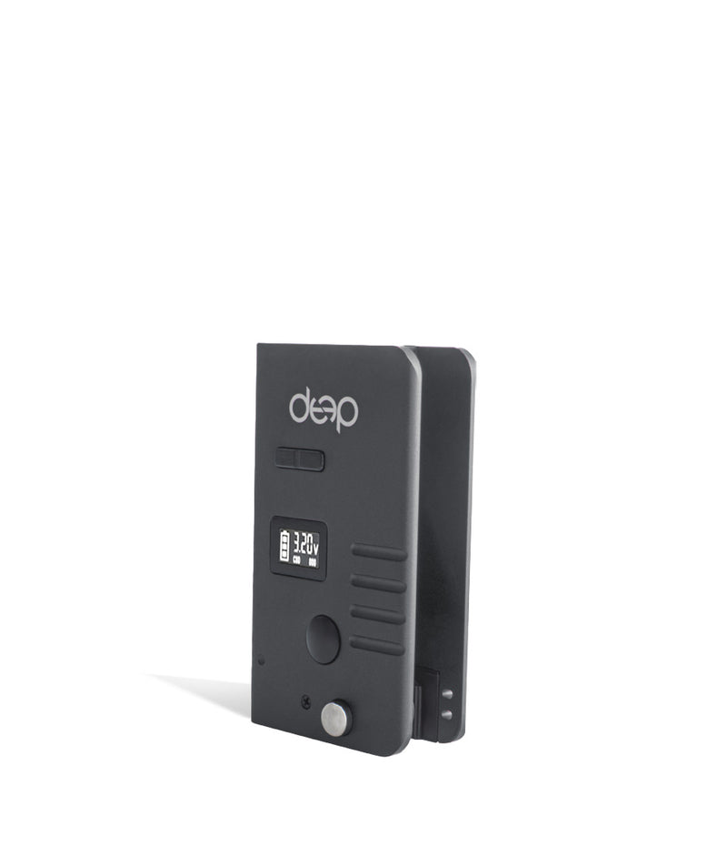 Gunmetal side view Deep Kit Cartridge and Pod Vaporizer on white background