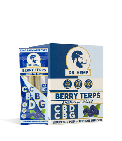Berry Terps Dr. Hemp CBD | CBG Pre Rolled King Palm Wraps 20pk on white background