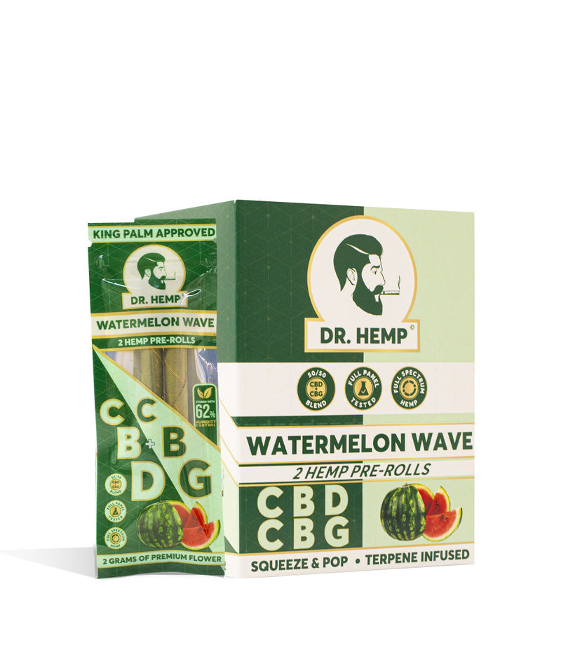 Watermelon Wave Dr. Hemp CBD | CBG Pre Rolled King Palm Wraps 20pk on white background