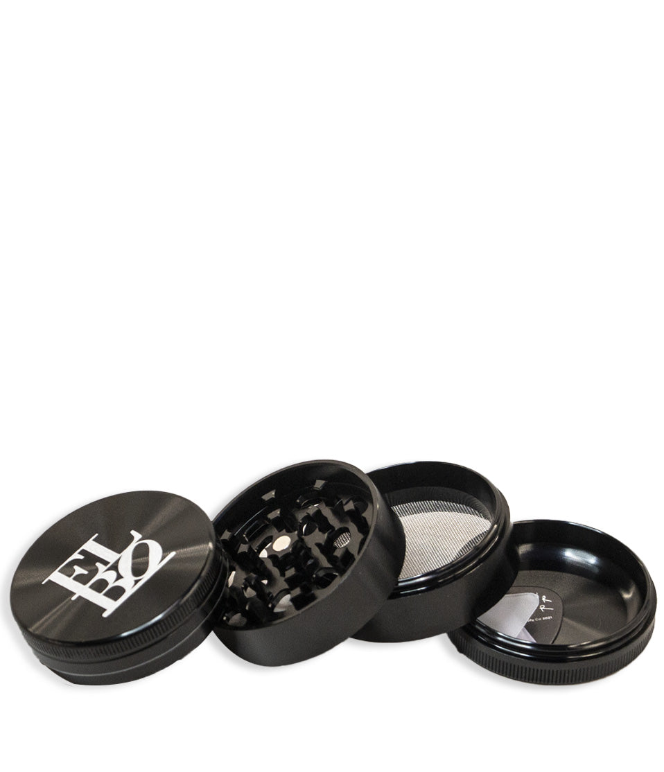 Elbo Glass 70mm Grinder black open view on white background