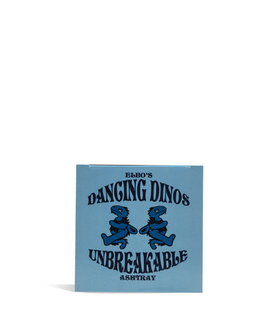 Elbo Glass Dancing Dinos Unbreakable Silicone Ashtray Blue Packaging on white background