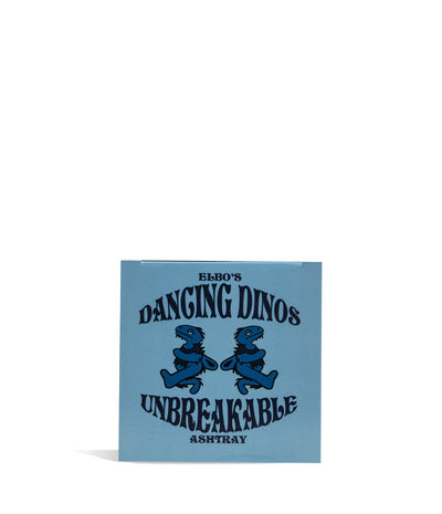 Elbo Glass Dancing Dinos Unbreakable Silicone Ashtray Blue Packaging on white background