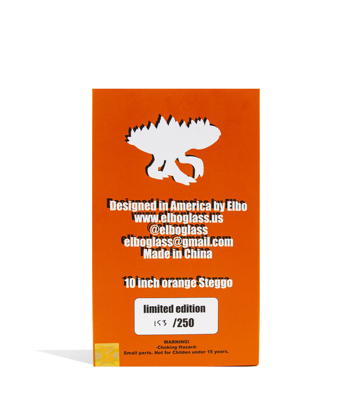 Elbo Glass Orange Steggo Vinyl Figure Packaging Back View on White Background