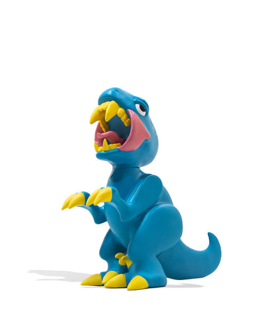 Elbo Glass Blue Open Mouth Raptor Vinyl Figure side angle view on white background