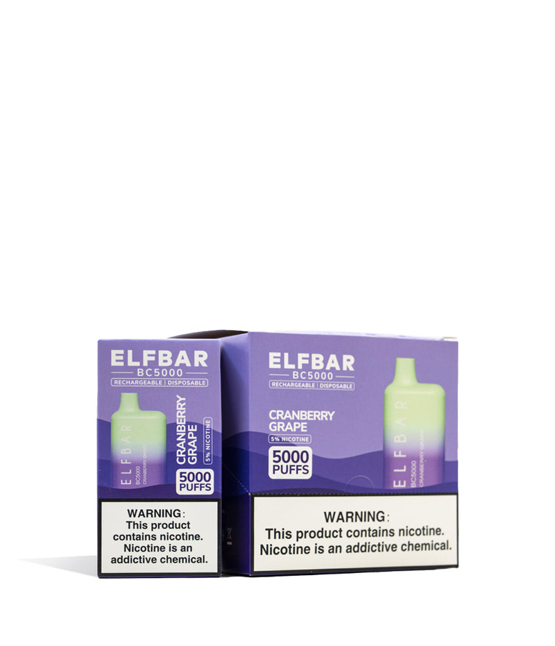 Cranberry Grape Elf Bar BC5000 Disposable 10pk on white studio background