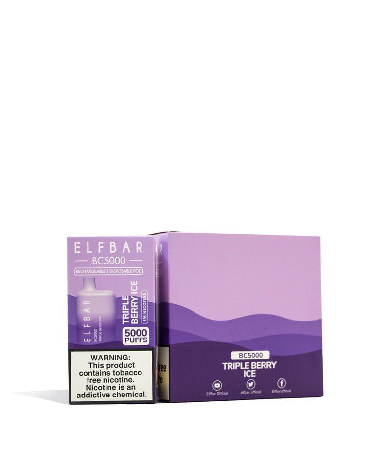 Triple Berry Ice Elf Bar BC5000 Disposable 10pk on white studio background