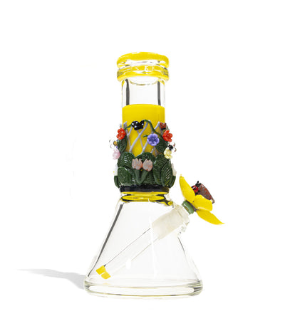 Empire Glassworks Yellow Flower Baby Beaker on white background