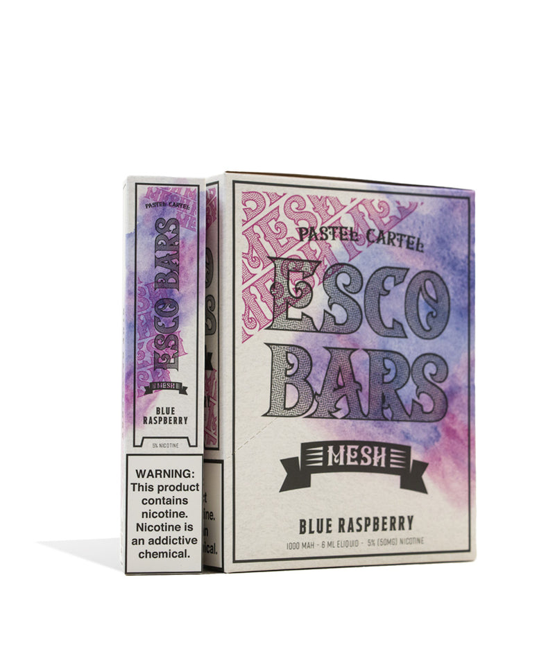 Blue Raspberry Pastel CartelESCO BARS 2500 Puff Mesh Disposable 10pk on white studio background