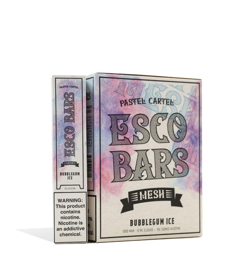 Bubblegum Ice Pastel CartelESCO BARS 2500 Puff Mesh Disposable 10pk on white studio background
