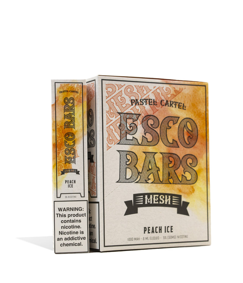 Peach Ice Pastel CartelESCO BARS 2500 Puff Mesh Disposable 10pk on white studio background