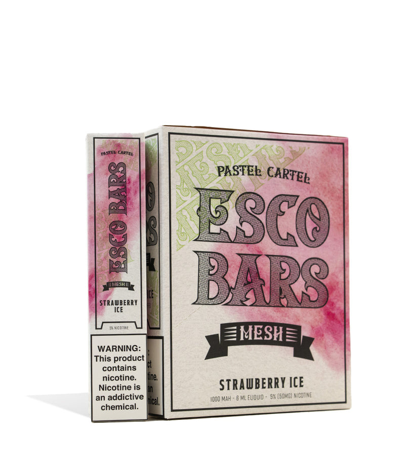 Strawberry Ice Pastel CartelESCO BARS 2500 Puff Mesh Disposable 10pk on white studio background
