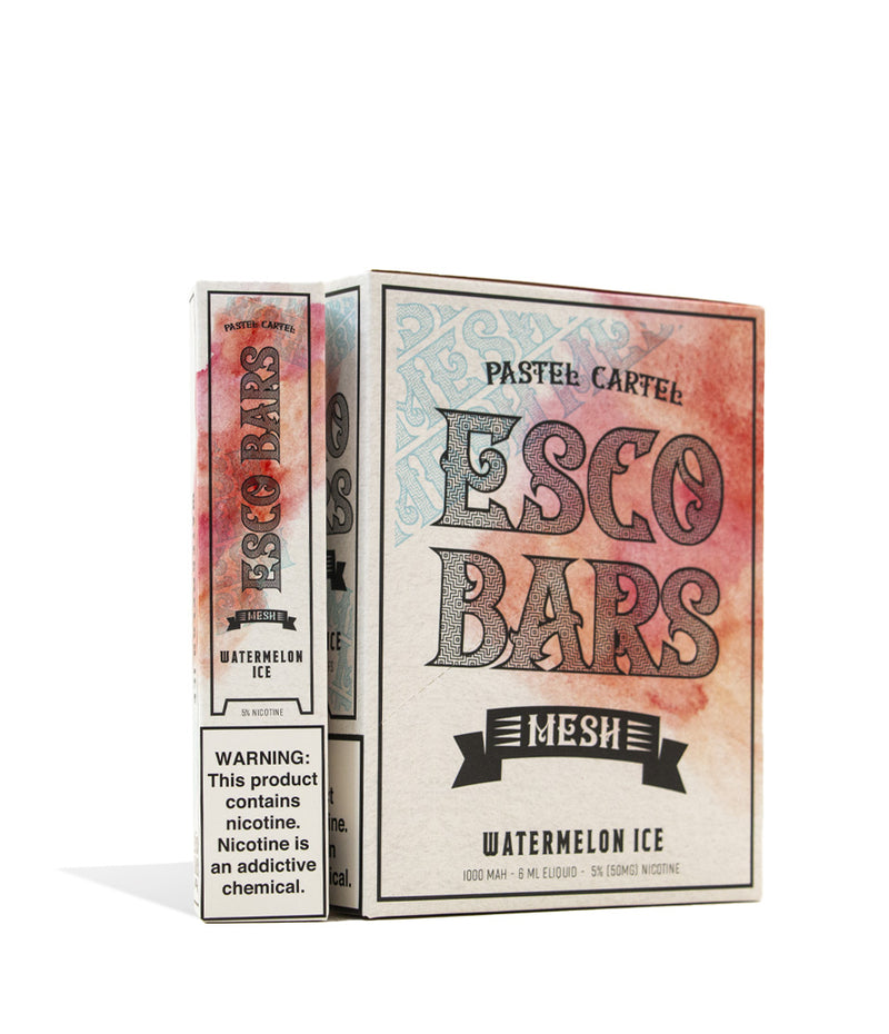 Watermelon Ice Pastel CartelESCO BARS 2500 Puff Mesh Disposable 10pk on white studio background