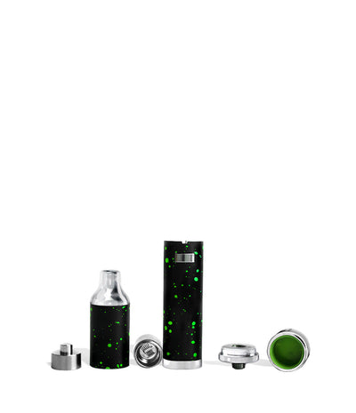 Black Green Spatter apart Wulf Mods Evolve Plus Concentrate Vaporizer on white studio background