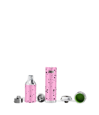 Pink Black Spatter apart Wulf Mods Evolve Plus Concentrate Vaporizer on white studio background