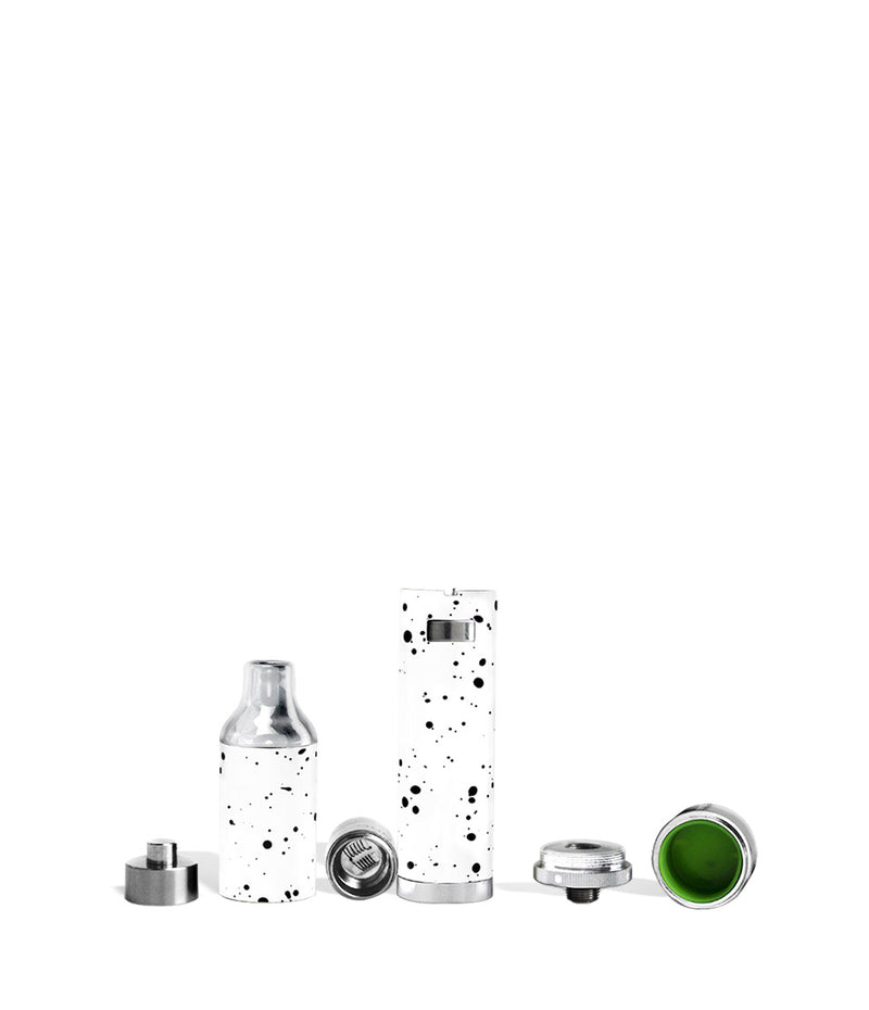 White Black Spatter apart Wulf Mods Evolve Plus Concentrate Vaporizer on white studio background