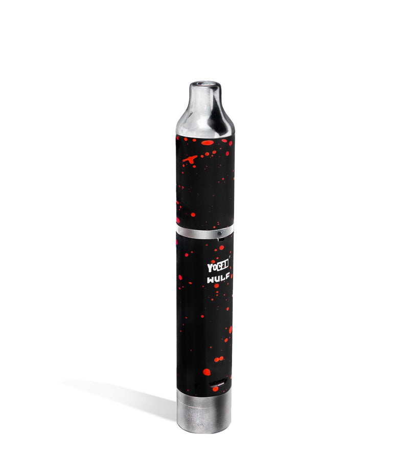 Black Red Spatter above view Wulf Mods Evolve Plus Concentrate Vaporizer on white studio background