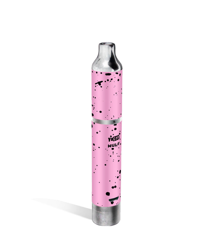 Pink black spatter above view Wulf Mods Evolve Plus Concentrate Vaporizer on white studio background