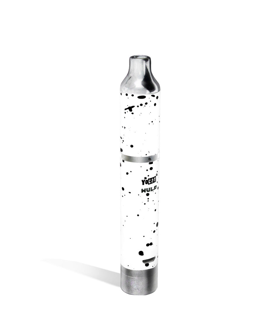 White Black Spatter above view Wulf Mods Evolve Plus Concentrate Vaporizer on white studio background