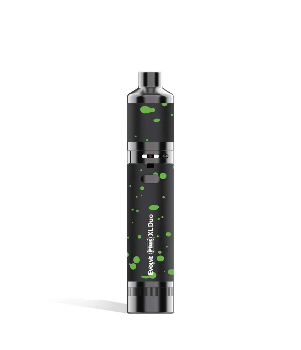Black Green Spatter Wax Pen Wulf Mods Evolve Plus XL Duo 2-in-1 Kit on white studio background