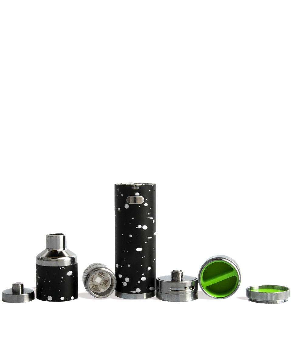 Black White Spatter Apart Wulf Mods Evolve Plus XL Concentrate Vaporizer on white background