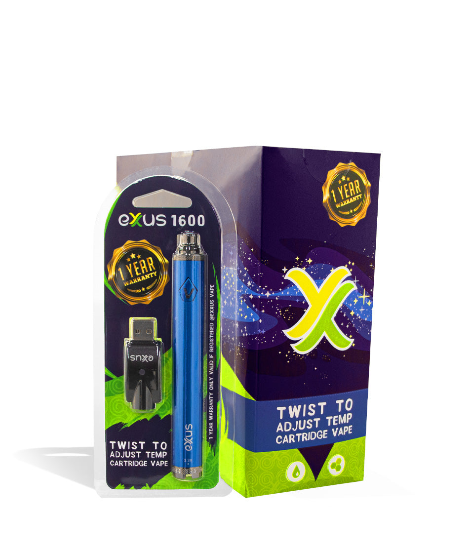 Cosmic Blue Exxus Vape 1600mah Battery 12pk with Packaging on white background