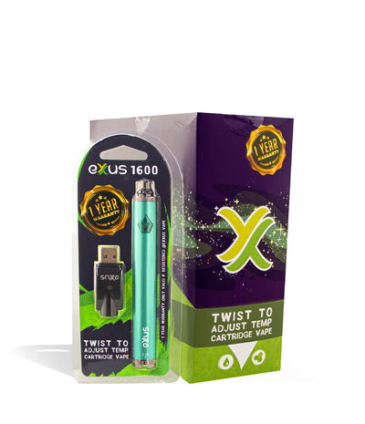 Cosmic Green Exxus Vape 1600mah Battery 12pk with Packaging on white background