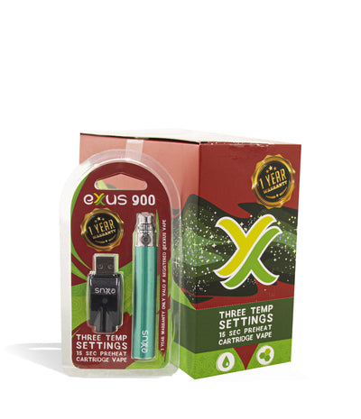 Cosmic Green w/ single pack Exxus Vape 900mah Battery 12pk on white background