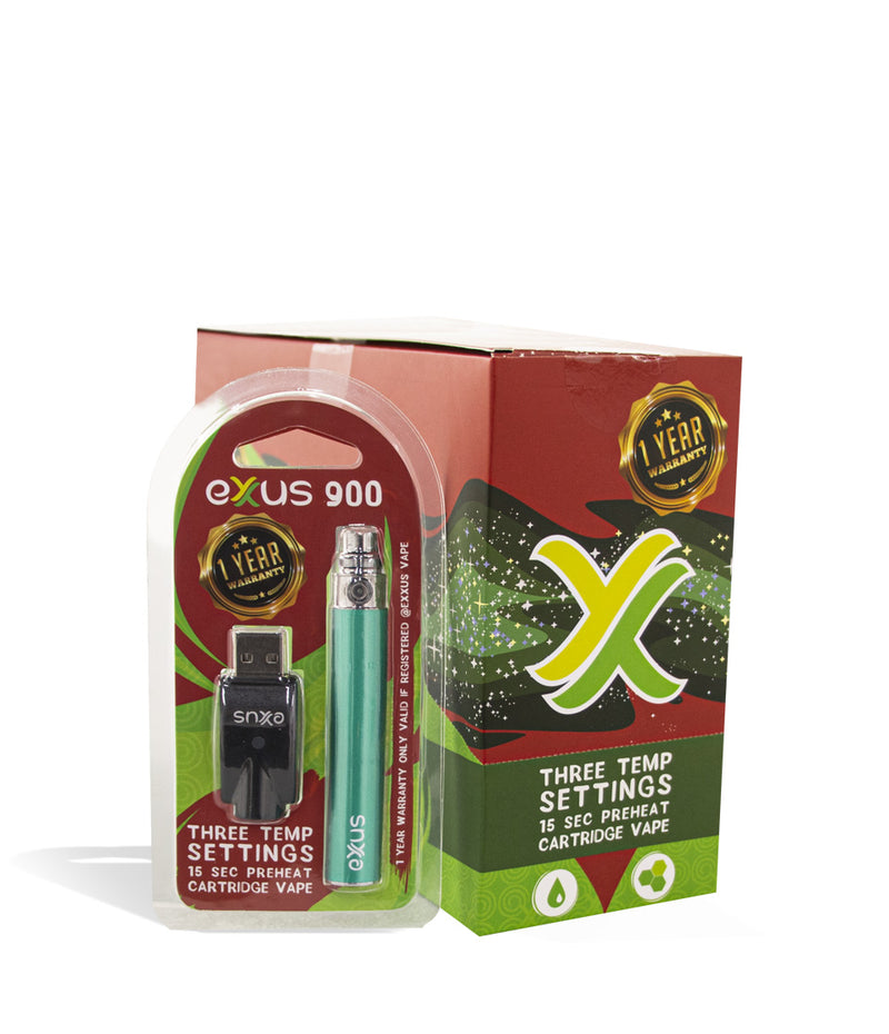 Cosmic Green w/ single pack Exxus Vape 900mah Battery 12pk on white background