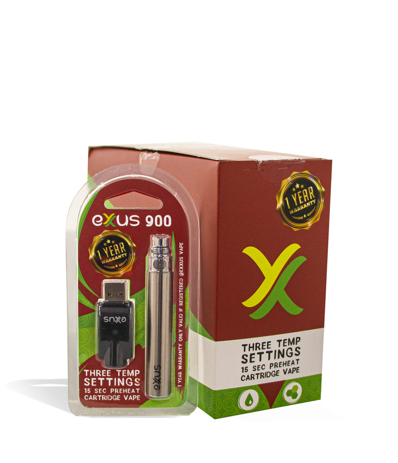 Silver w/ single pack Exxus Vape 900mah Battery 12pk on white background