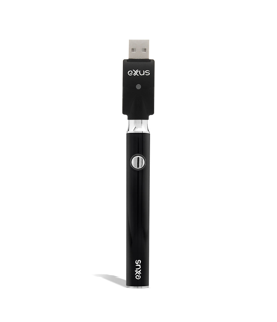 Black w/charger front Exxus Vape Plus VV Cartridge Vaporizer on white background