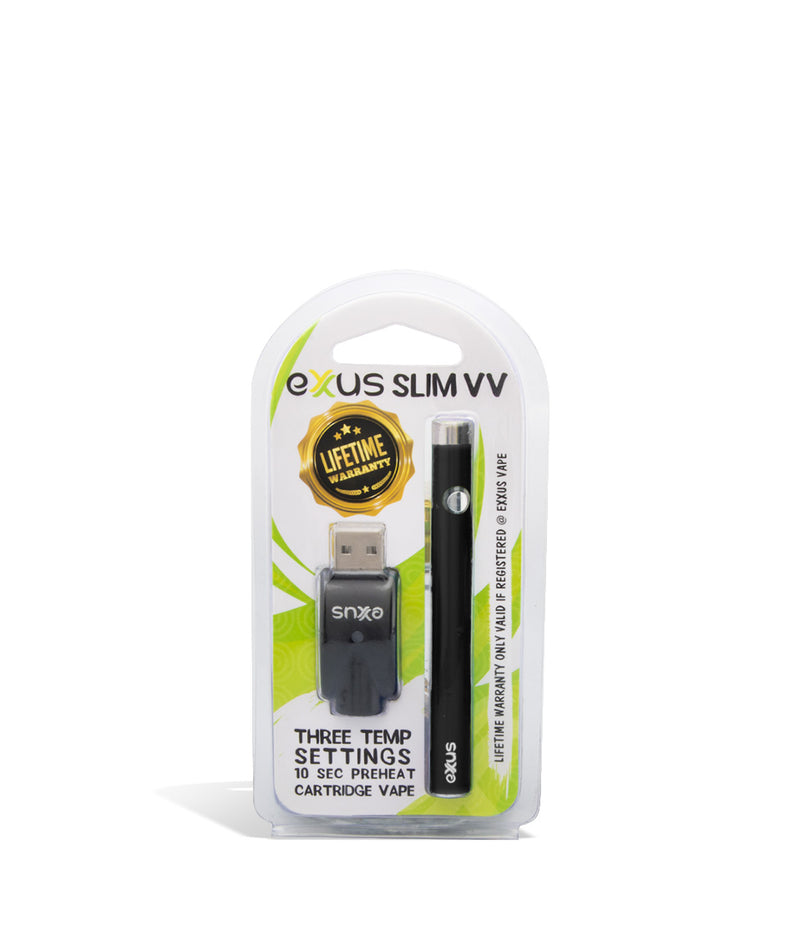 Cosmic Black pack Exxus Vape Slim VV Cartridge Vaporizer on white background