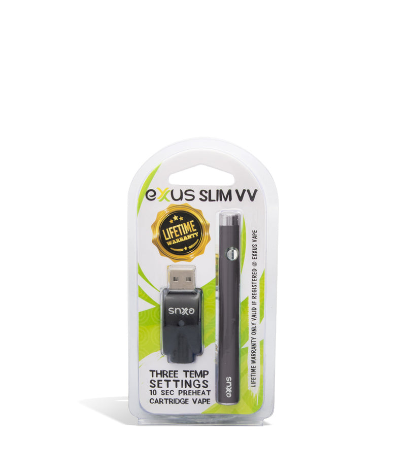 Gunmetal pack Exxus Vape Slim VV Cartridge Vaporizer on white background