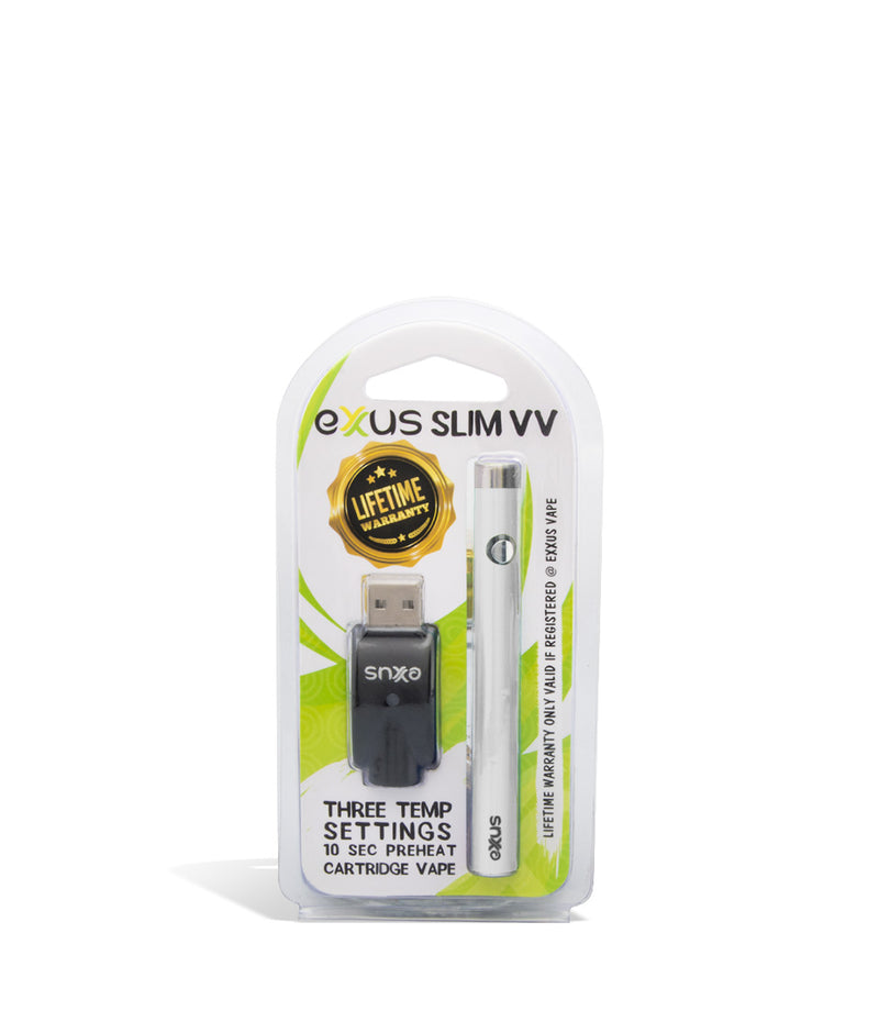 Pearl pack Exxus Vape Slim VV Cartridge Vaporizer on white background
