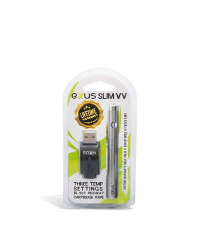 Silver pack Exxus Vape Slim VV Cartridge Vaporizer on white background