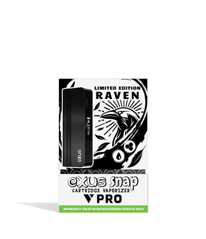 Raven Exxus Snap VV Pro Cartridge Vaporizer Box Front View on White Background