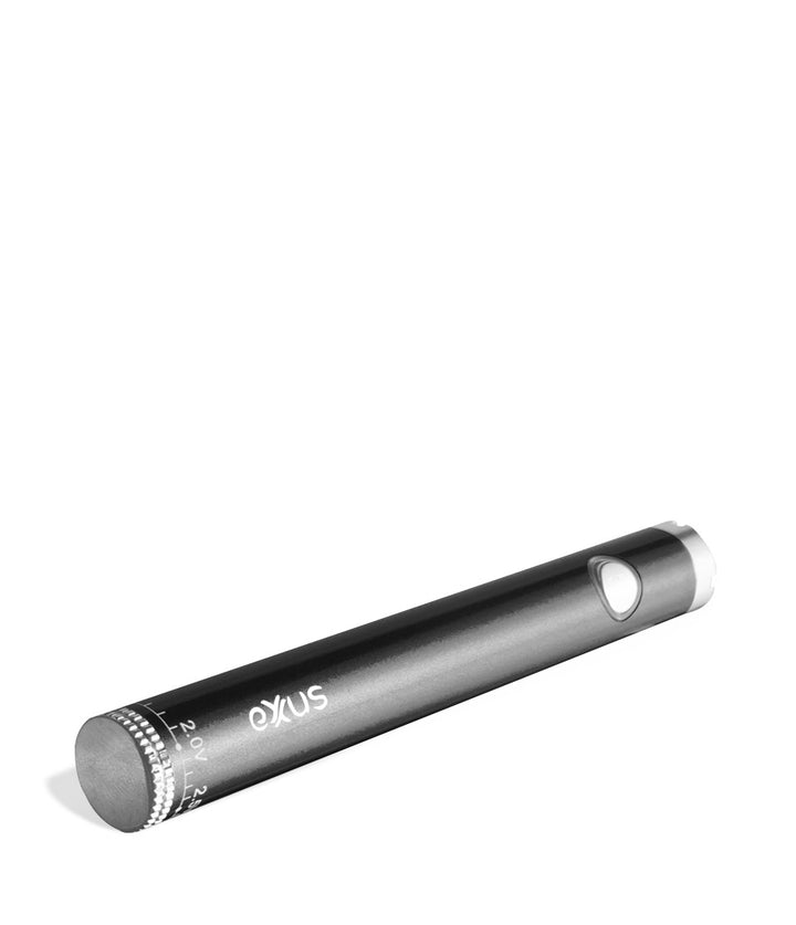 Gunmetal laying down Exxus Vape Twistr Cartridge Vaporizer on white studio background