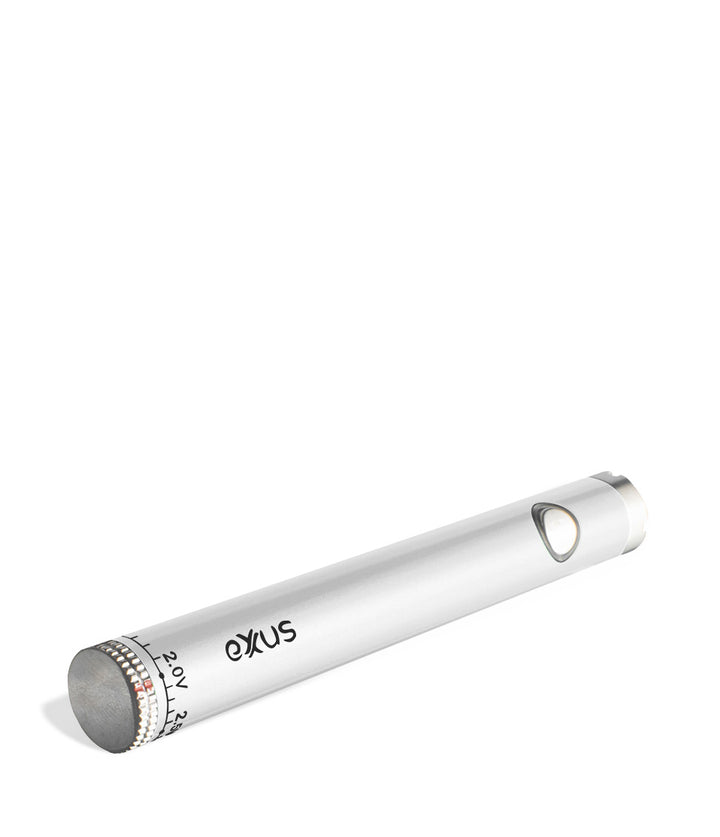 Pearl laying down Exxus Vape Twistr Cartridge Vaporizer on white studio background