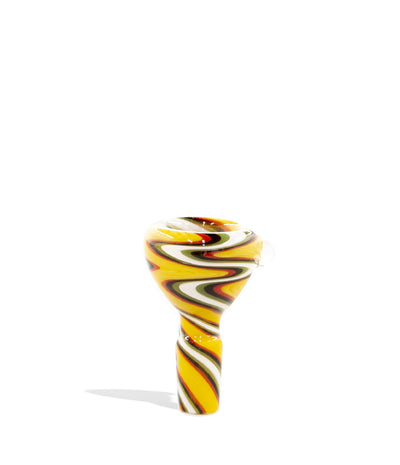 Yellow/ White Fully Colored Worked Bowl with Colored 14mm Joint on white background