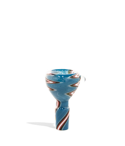 Blue Fully Colored Worked Bowl with Colored 14mm Joint on white background