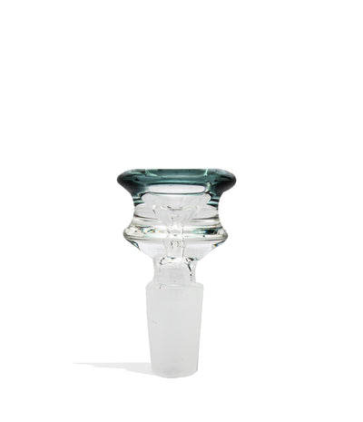 Teal Funnel Bowl with Glass Screen and Colored Edge on white background