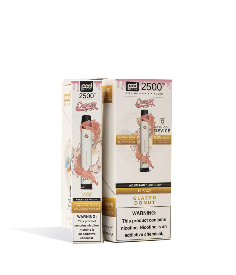 Glazed Donut Pod Stick Twist 2500 Disposable Salt Device 10pk on white studio background
