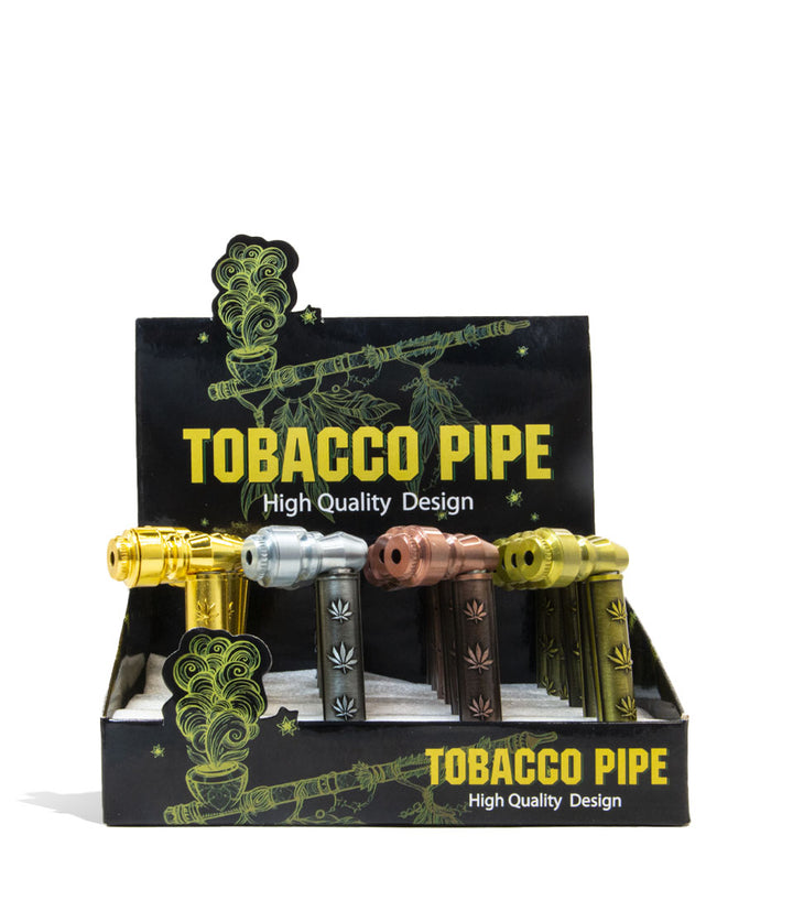 Gold Chopper Metal Tobacco Pipe 24pk Front View on White Background