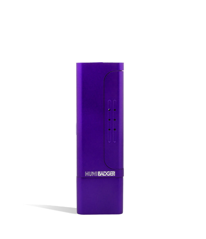 Purple front view Huni Badger Portable Electronic Vertical Vaporizer on white studio background