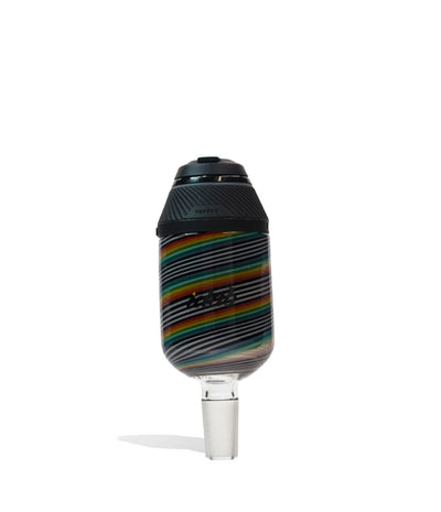 Black White Rainbow iDab Puffco Proxy 14mm Worked Water Pipe Bowl Front View on White Background